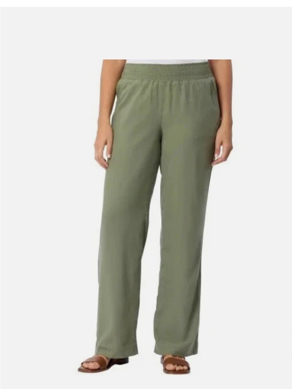 Briggs New York Olive Green Wide-Leg Pull-On Pants